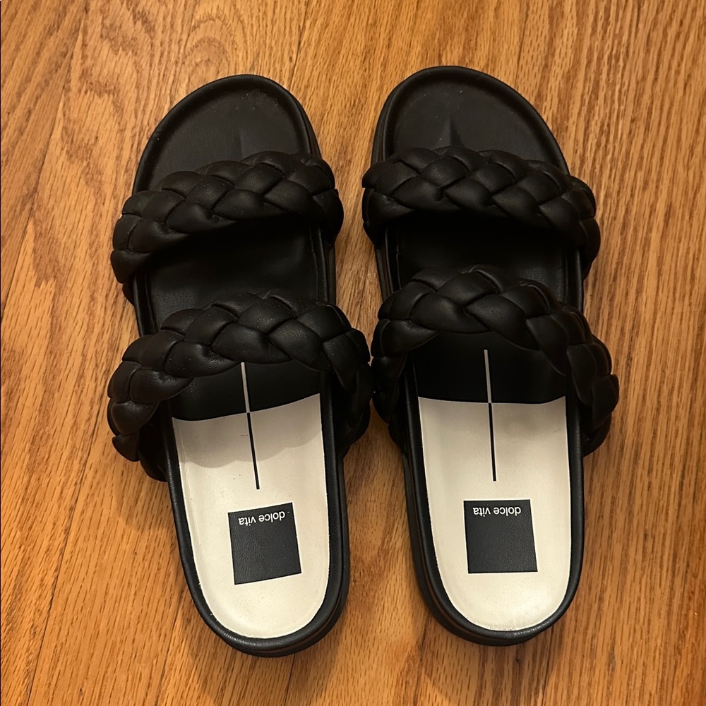 Dolce Vita Braided Black Leather Sandals - size 8.5 GREAT condition